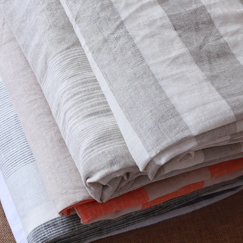 

Super width 280 cm 100% Linen Fabric for bedding sheets curtains 110 inches wide stripe colors 10 meters small wholesale