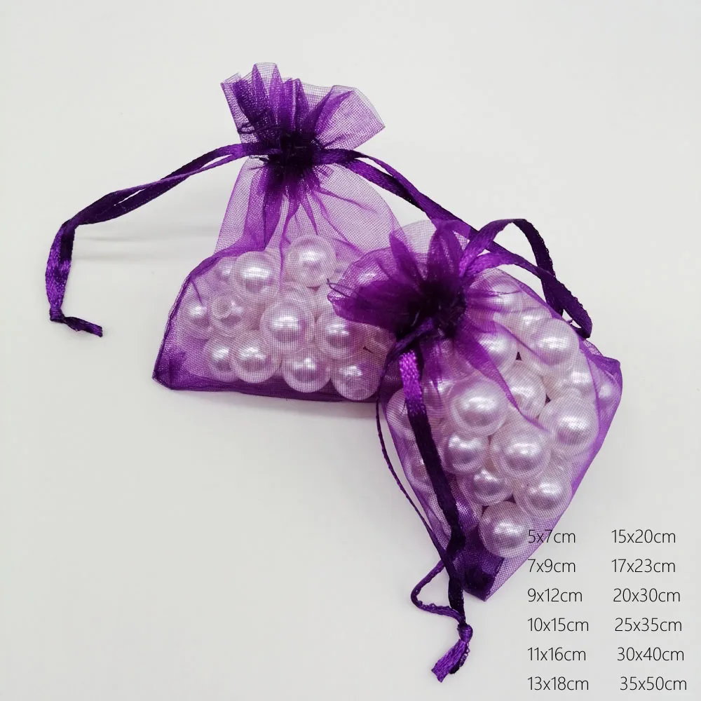 1000 шт из темно-фиолетовой органзы сумка мешок со шнурком мешочек для украшений сумки подарки на свадьбу/Рождество/коробка витрина для