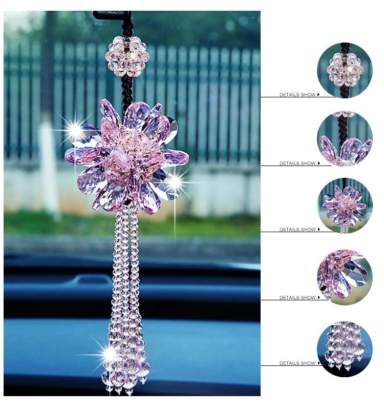  Car Hanging Ornaments Auto Beautiful Crystal Hanging Pendant Rear View Mirror Car Decoration Car St