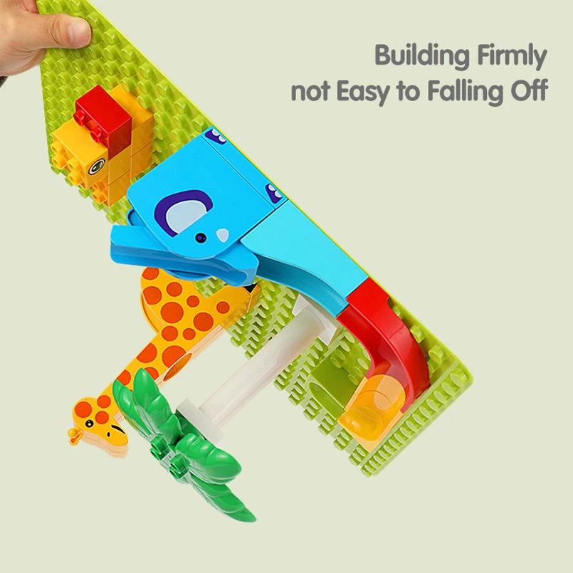 Tumama Blocks 91pcs 143pcs Diversified Tracks ABS Montessori Toys Big Size Jungle Series Track Run Building Blocks Toys For Kids