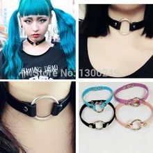 Новинки для женщин мода O-круглые заклепки Harajuku Ожерелья для мужчин ручной работы из кожи колье панк воротник рок GOTH моменты оптом