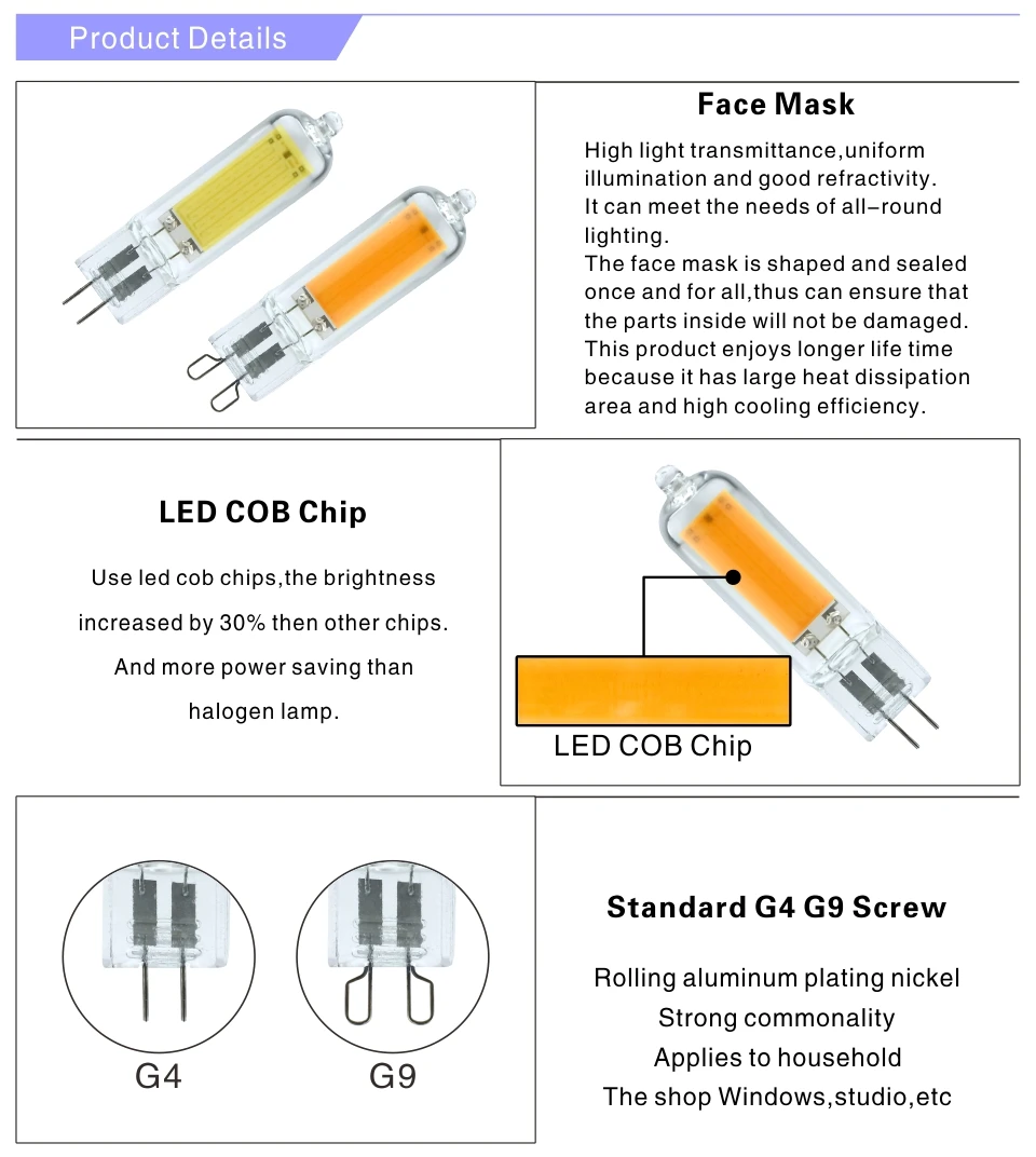 Светодиодный светильник, лампы G4 G9 с регулируемой яркостью, 6 Вт, 9 Вт, COB, стеклянный светодиодный светильник, заменяет галогенную лампу 40 Вт, 60 Вт, подвесной светильник, люстры