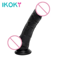 IKOKY Fluid Silicone Dildo Female Masturbator Real Dick Realistic Huge Penis with Suction Cup Artificial Cock Sex Toys for Woman