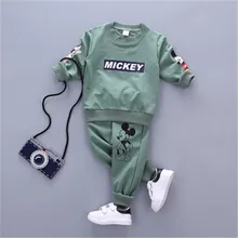 С рисунком из мультфильма для маленьких мальчиков Комплекты одежды для девочек Демисезонный хлопковая футболка с коротким рукавом, одежда, штаны 2 шт./компл. одежда для маленьких детей Повседневное Детский костюм, спортивный костюм
