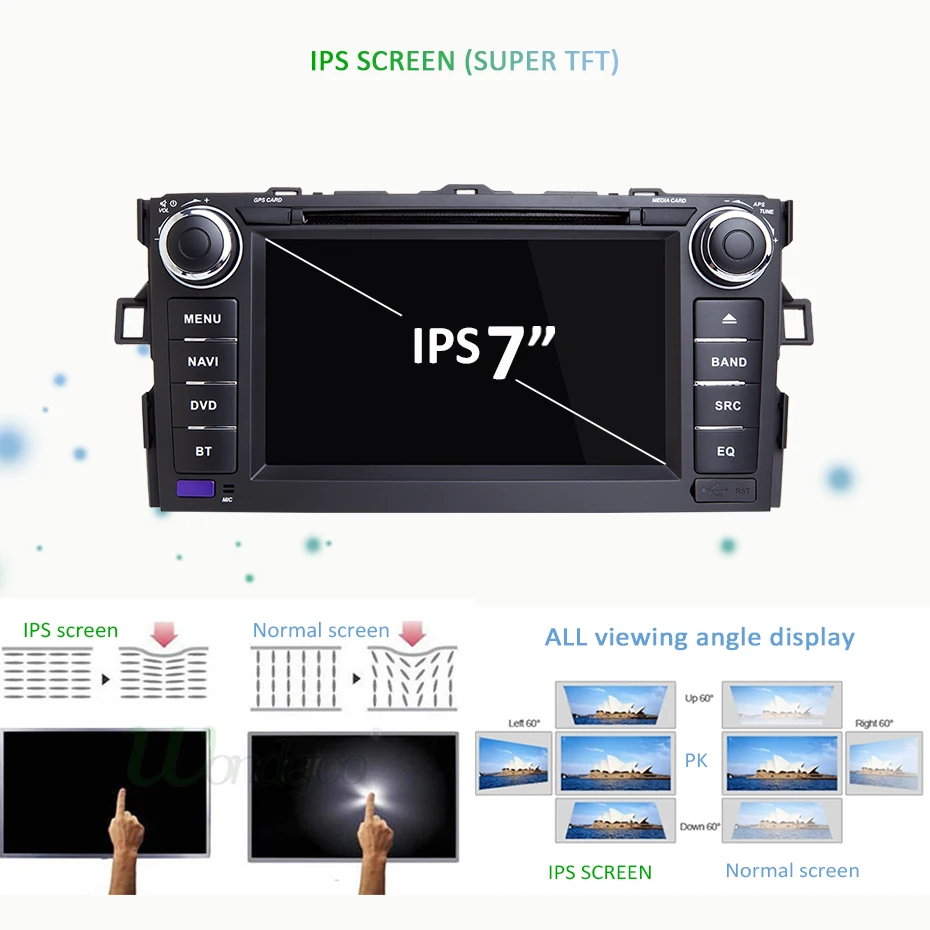 Top IPS screen Android 9.0 4G 64G 2 DIN DVD PLAYER For TOYOTA AURIS Altis COROLLA 2012 2013 GPS navigation stereo receiver 4