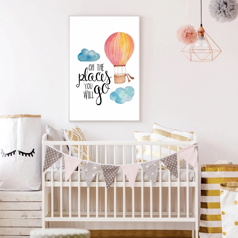 Hot Air Balloon Adventure Art Canvas Painting Wall Picture Nursery Decor  Watercolor Colorful Poster Education Art Print For Kids - Painting &  Calligraphy - AliExpress