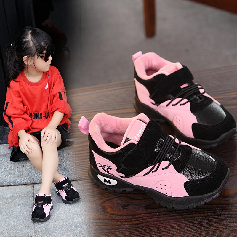 

Children's 2018 Autumn and Winter New Kid's Sports Shoes Boys and Girls Plus Cashmere Casual Fashion Cotton Shoes