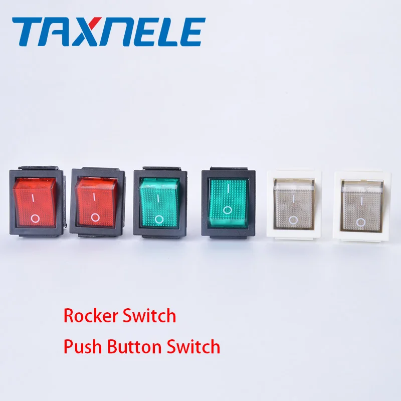 

2pcs/set KCD1-201 30*25mm Rocker Switch With Light 4 Pins AC250V 16A On/Off Button Switch
