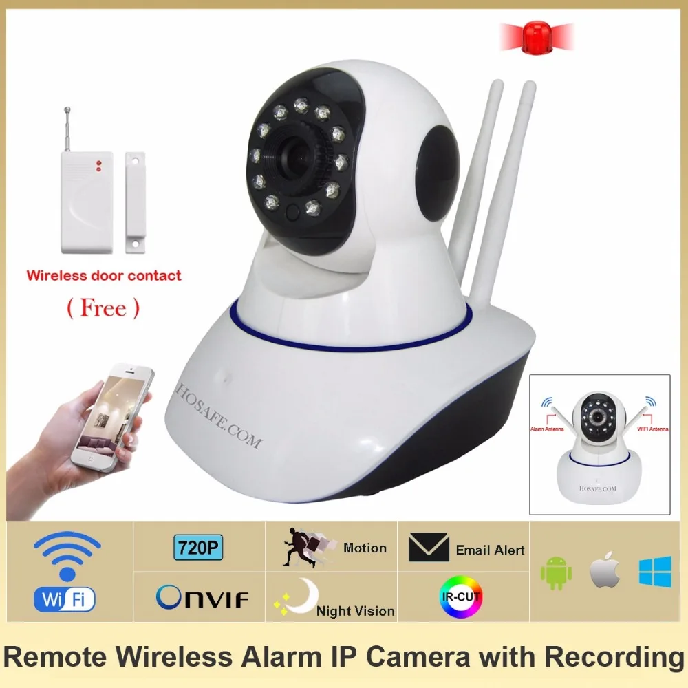 HOSAFE SV01 CMOS 1.0MP Home Security IP Camera w/ 11-IR-LED / Door&Window Sensor / TF Wireless Free Shipping