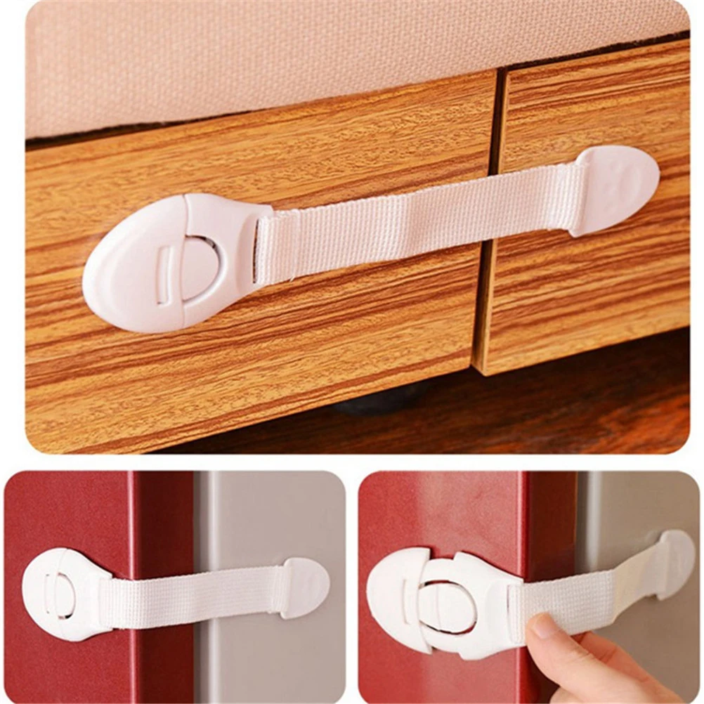 Refrigerator 10pcs Baby Safety Cabinet Locks Child Safety Cabinet Latches For Home Safety Strap for Drawer Cabinet Plastic Lock For Child Kid baby safety Kitchen Door Toilet Cover