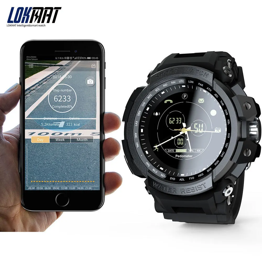  LOKMAT Sport Smart Watch Professional 5ATM Waterproof Bluetooth Call Reminder Digital Men Clock Sma - 32903746495
