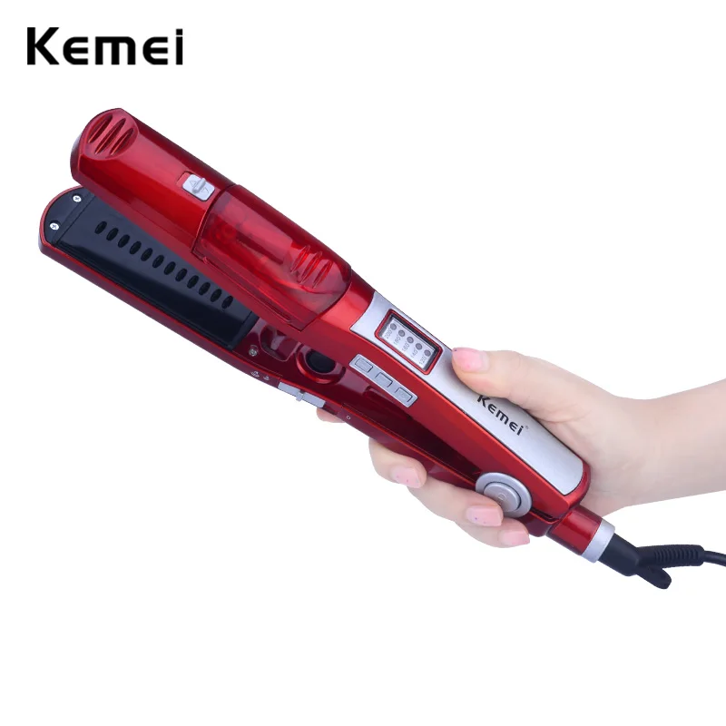 110-240V Kemei Professional Steam Hair Flat Iron Vapor Spray Straightener Ceramic Electric Hair Straightening Brush Comb Salon 110-240V Kemei Professional Steam Hair Flat Iron Vapor Spray Straightener Ceramic Electric Hair Straightening Brush Comb Salon