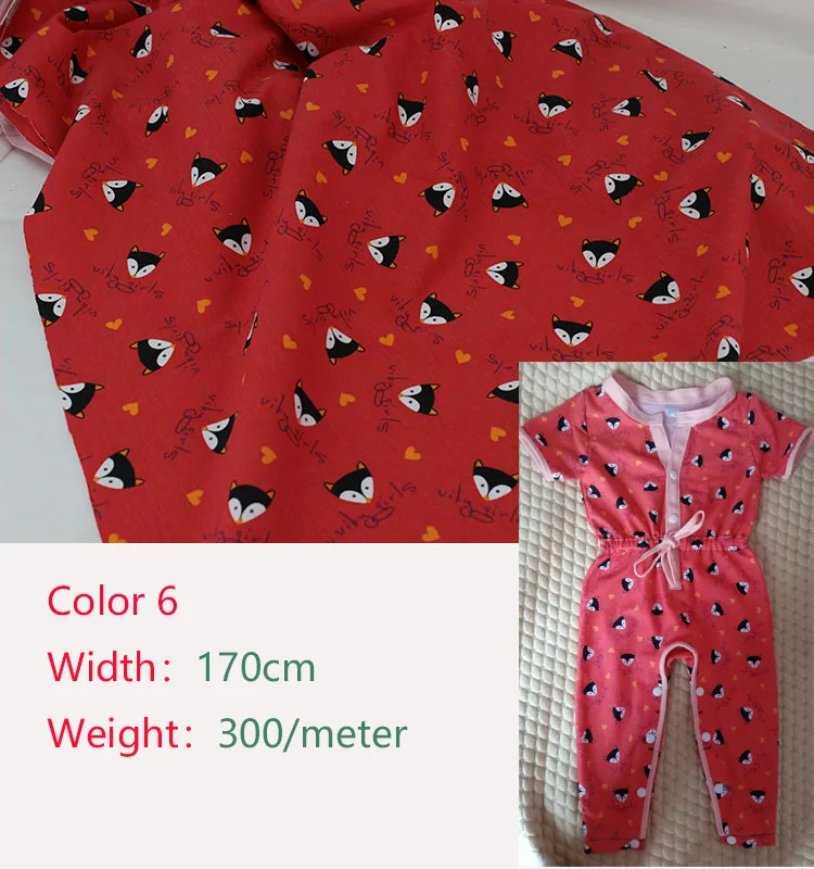 Хлопчатобумажная трикотажная ткань с рисунком для детей, хлопчатобумажная трикотажная ткань для самостоятельного изготовления детской одежды, 50*170 см - Цвет: Color 5