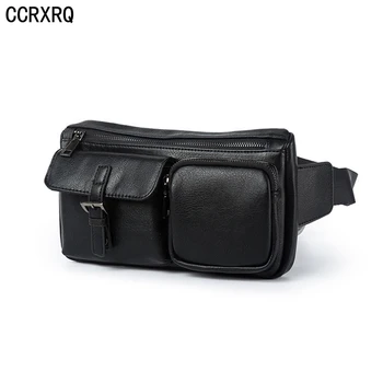 

CCRXRQ Men Waist Bag Business Belt Bags High Quality PU Leather Waist Packs Fashion Travel Fanny Packs Male Black Chest Bum Bags