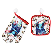 2 шт./компл. Симпатичные Сова выпечки анти-крутые перчатки и коврик для духовки и микроволновой изоляции коврик для искусственный цветы изделия для декорации