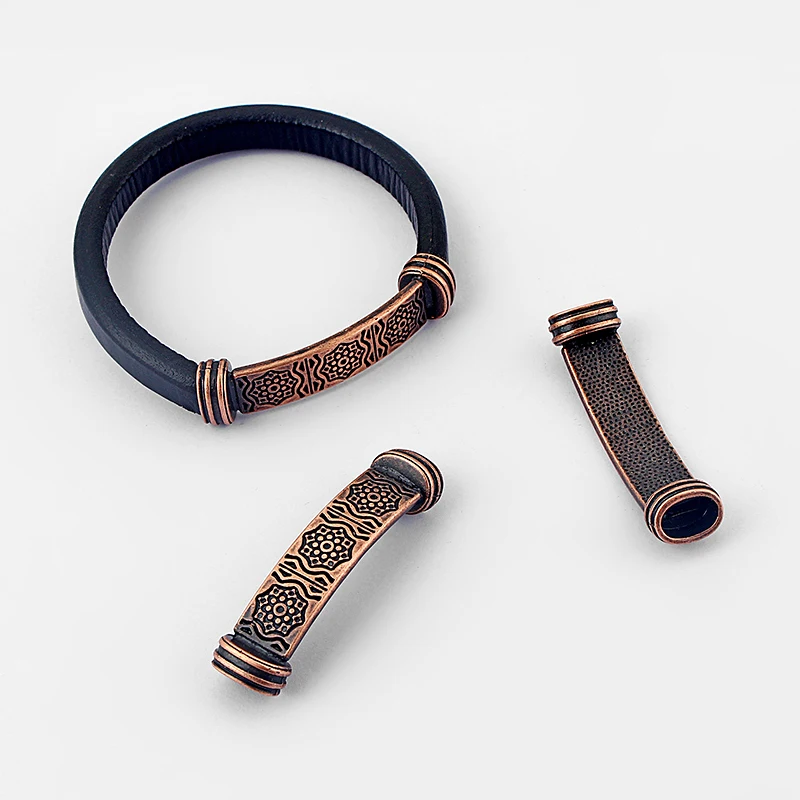 

5pcs Antique Copper Long Bar Spacers Bracelet Findings For 10x6mm Licorice Leather Cord