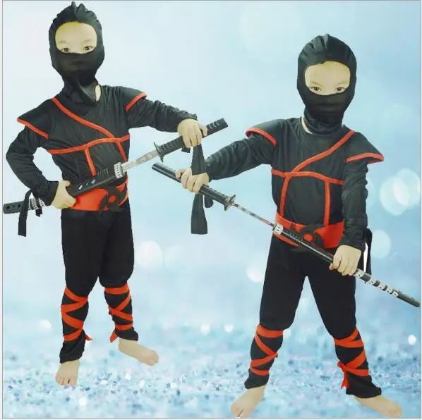New Kids Children Super Handsome Boy Black Ninja Warrior Costumes