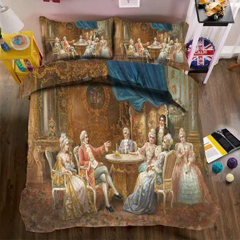 

British Royal painting 3D Luxury Bedding set Double King Queen size Bedsheet set Duvet cover Pillowcases