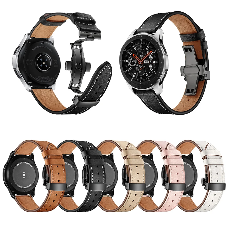 For Samsung Galaxy Watch 46mm 42mm Bands Genuine Leather Steel Butterfly Watch Strap Band For Gear S3 Huawei Watch 2 pro 22mm For Samsung Galaxy Watch 46mm 42mm Bands Genuine Leather Steel Butterfly Watch Strap Band For Gear S3 Huawei Watch 2 pro 22mm