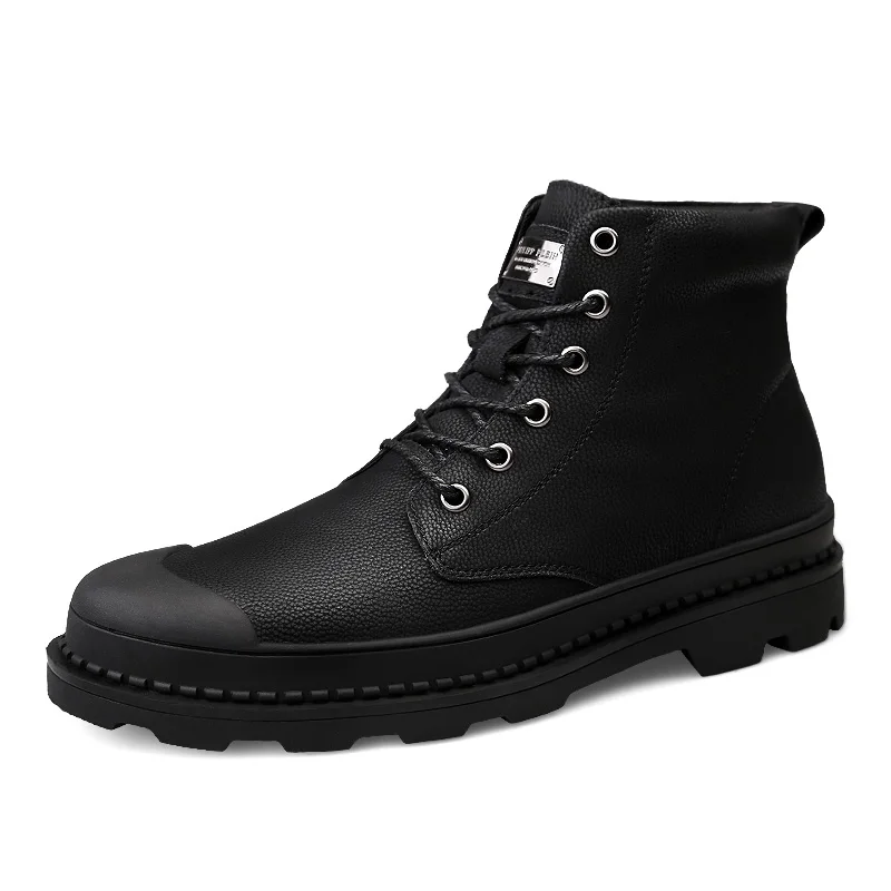 

Lace Up Boots Men Genuine Leather Winter Warm Men Shoes Outdoor Safety Work Shoes Army Boots Men Military Boots Waterproof New