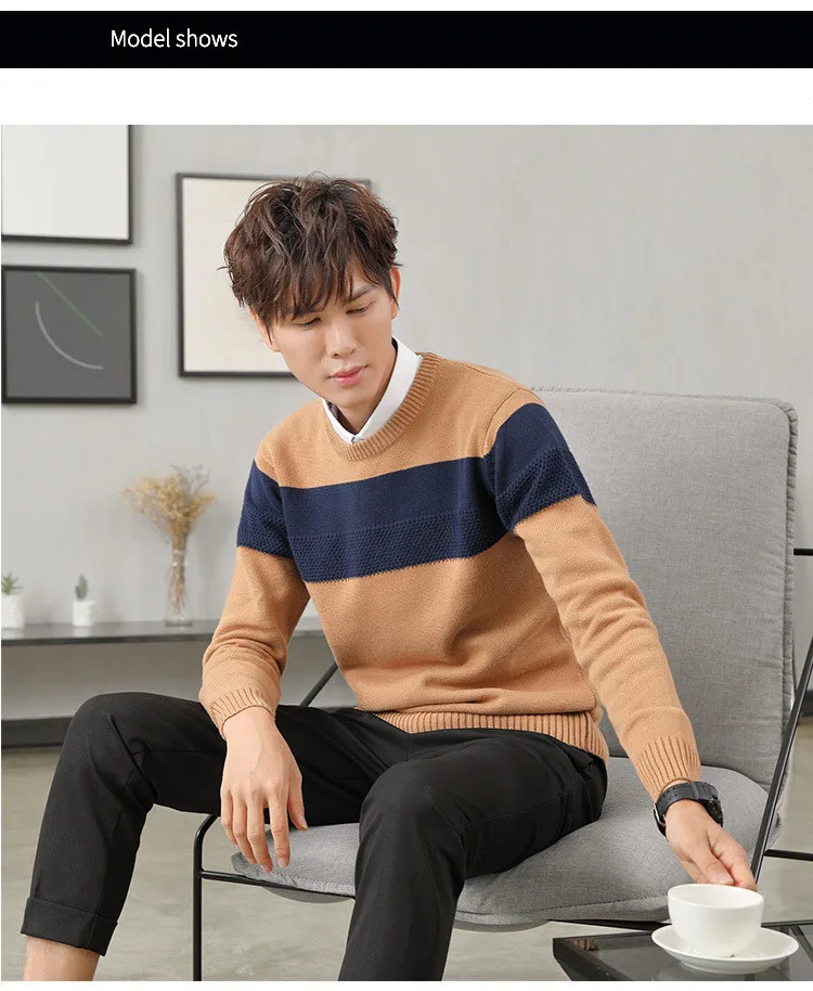 MRMT 2018 бренд осень-зима Для мужчин свитер пуловер с круглым вырезом для мужской свитер Цвет Matching молодежи базы Свитер с длинными рукавами