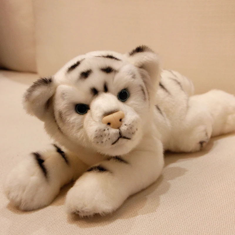 Dorimytrader quality simulation animal white tiger plush toy realistic lying little animals tiger doll kids gift decoration 39x15x16cm DY50142 (5)