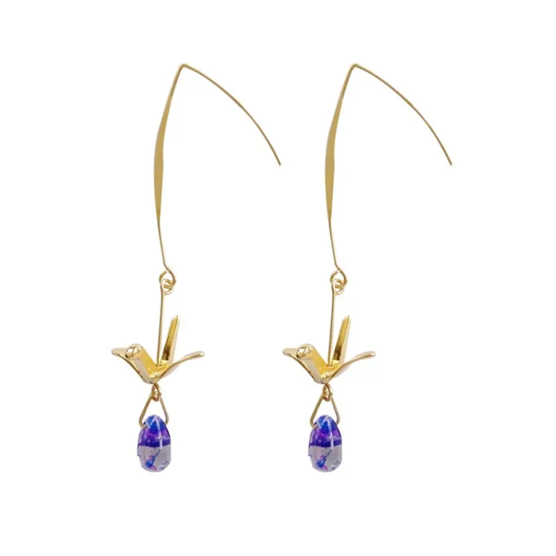 

Sweetly New Designs Jewelry Wire Hook With Crane Teardrop Earrings For Women