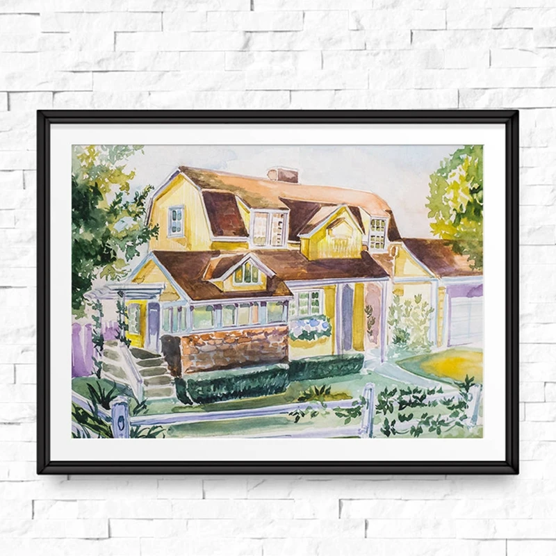 Desperate Housewives Watercolor Houses Canvas Prints