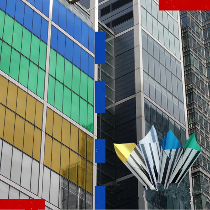 

1.52x30m Wholesale 1 roll Multicolor Window Film One Way Mirror Reflective Heat Reduction Film 60''x100ft