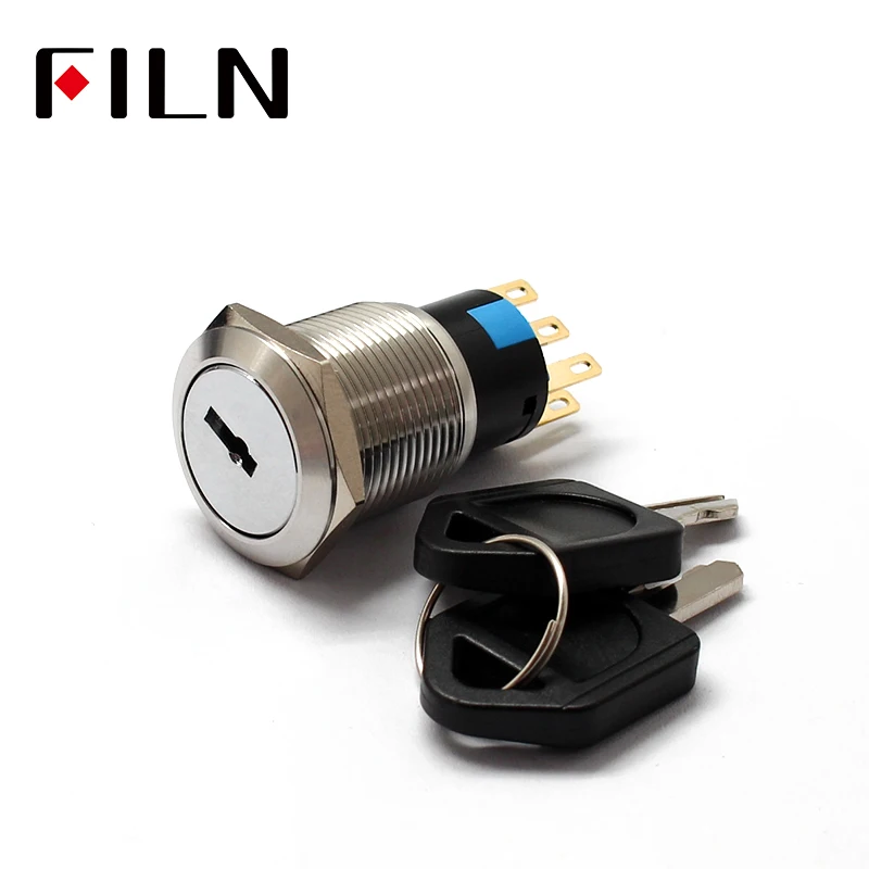 19mm Metal 3Pin 6pin ON-OFF  ON-OFF-ON 2Position 3Position DPST DPDT A Series Electronic Lock Key Switch