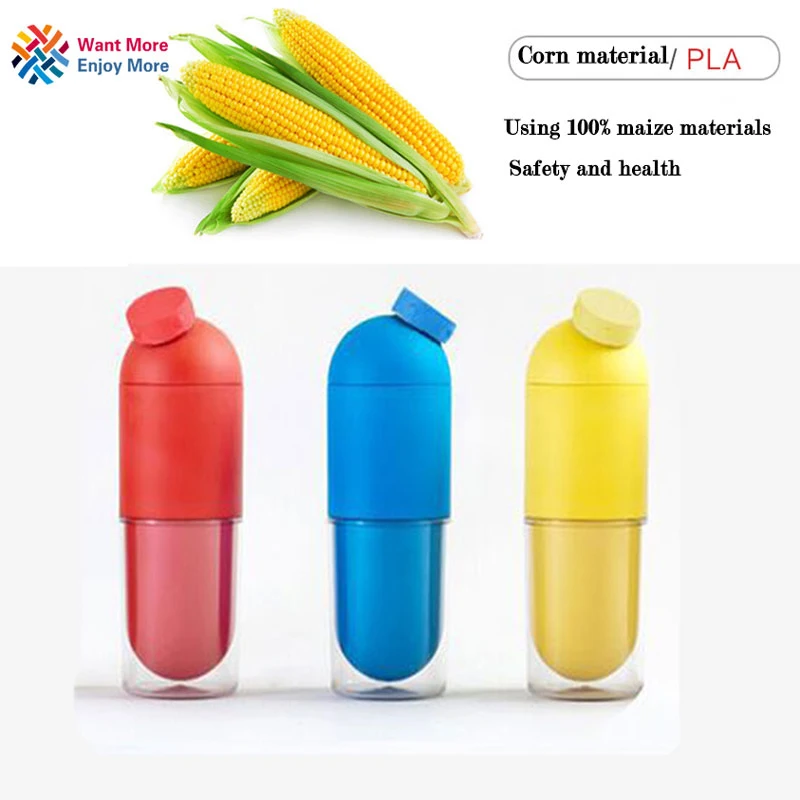 

Healthy Water Bottle Sports Bottle Space Bottle Hiking Running Cycling Drink Fruit Infuser Shaker Bottles Corn Bottlel 3colors