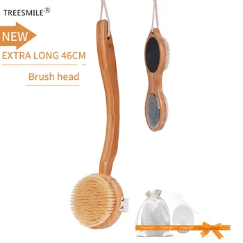 

TREESMILE Health Spa Body Massage Bath Brush Natural Bristle Dry Brush Exfoliating Promote Blood Circulation Massage Brush D30