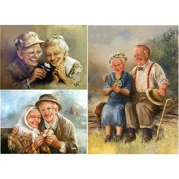 

Diamond Embroidery Paintings Craft DIY Diamond Cross Stitch Patterns Elderly couple lRhinestone Crystal Adornment Drawing