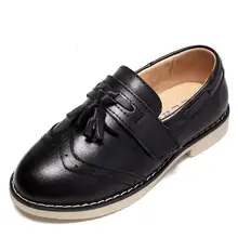 Boys Wedding Leather Shoes for Children Genuine Leather Dress School Shoes Kids Low-heel Oxford Shoes Rubber Sole Pigskin Inside
