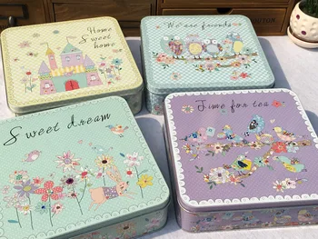 

3pcs/lot Square Home Trinket Organizer Metal Tin Box Desk Storage Bins Home Decor