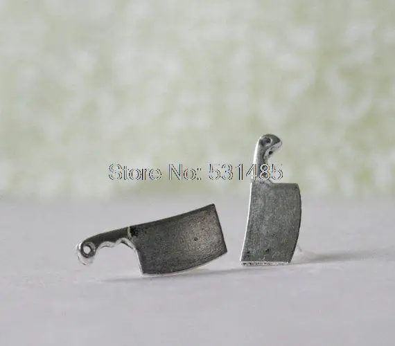 

10pairs/lot Cleaver Stud Earrings Knife Studs Silver tone Knife Earrings