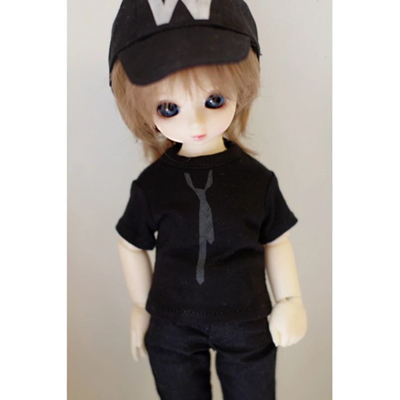 1/6 BJD черная/белая футболка с галстуком верхняя одежда для 11 &quot27 см 1/4 высота YOSD DK DZ