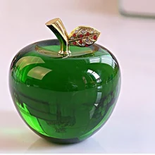 Home Decor 8cm Blue Crystal Apple Wedding Decoration White Crystal Ball Craft Gift Birthday Green Glass
