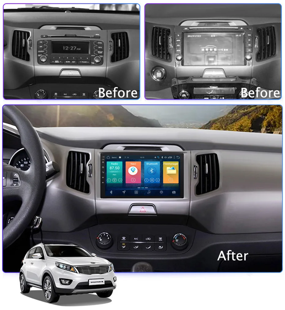 Flash Deal 9 inch 2.5D IPS HD multi-touch screen Android 8.1 2G RAM 32G ROM NAVI   for KIA Sportage R 2010-2016  with Bluetooth USB WIFI 1
