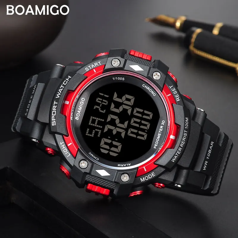 

BOAMIGO Analog Digital Plastic Men Watches LED Light Counter Wrist Durable and Useful Wearable Devices Sport WristWatches Clocks
