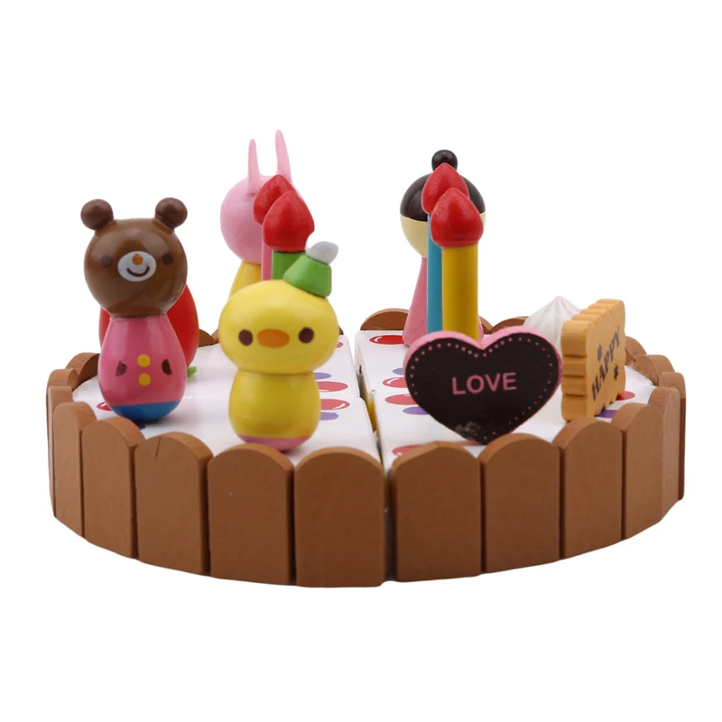 Торт ко дню рождения Детская игрушка мини-кухонная игрушечная Еда деревянный для торта игрушка набор классические детские игрушки для