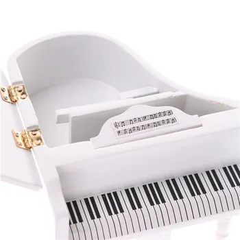 

1:12 Miniature White Wooden Piano Model With Stool Toys Decor Accessories Dollhouse Exquisite Music Instrument Play