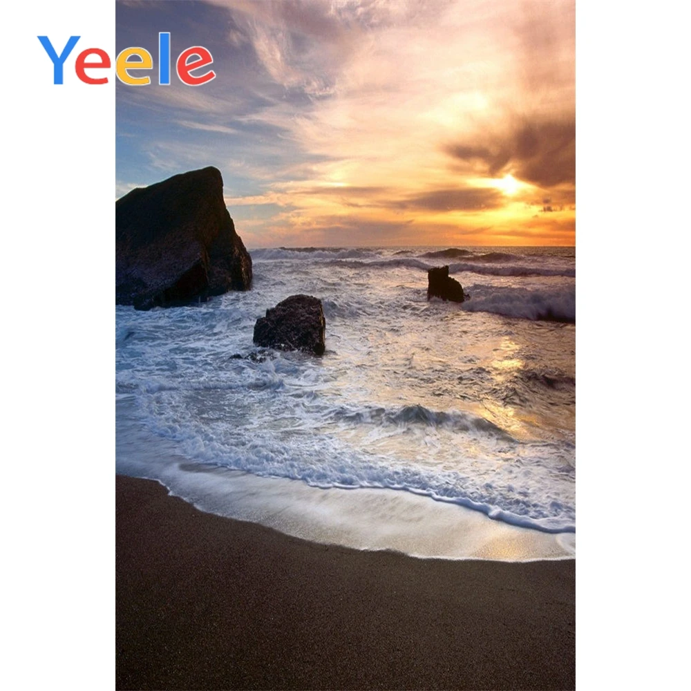 

Yeele Seaside Waves View Photographic Backdrops Stone Island Sunset Scenery Photography Backgrounds Customized For Photo Studio