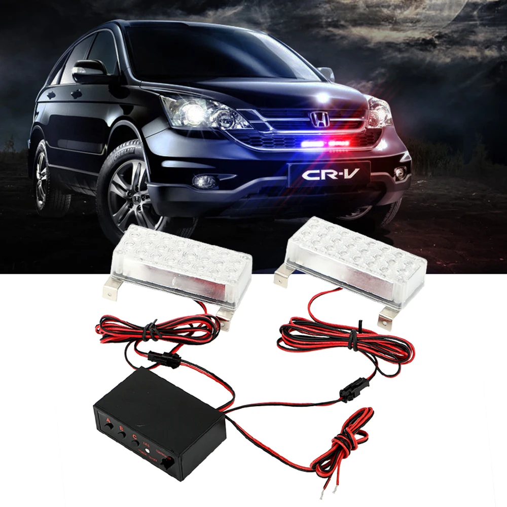 

2 in 1 LED Car Strobe Light Auto Front Flash Warning Lamp Red Blue Police Beacon Light Emergency Flashing Fog Lamp Car-Styling