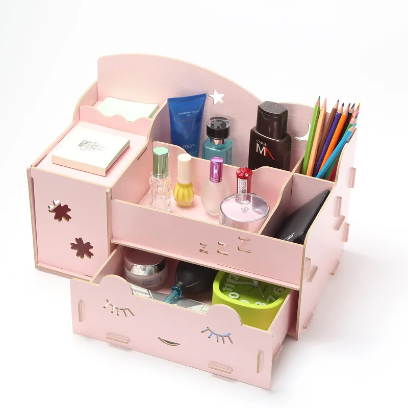 New Wood DIY Makeup Organizer M Size 38*21*25cm Make Up Organizer Women
