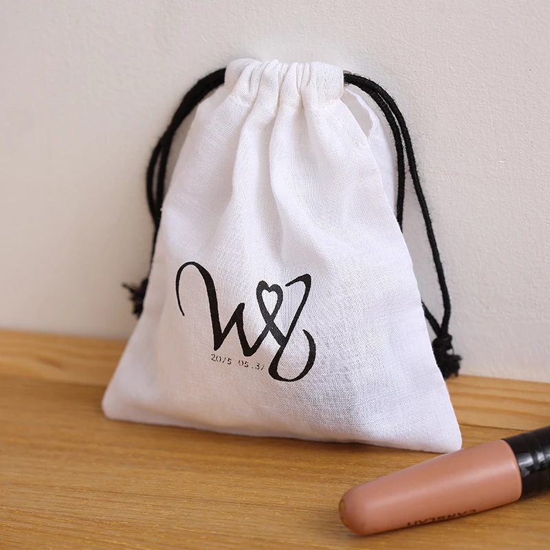Thin Fabric Bag Small Cotton Muslin Pouch Drawstring