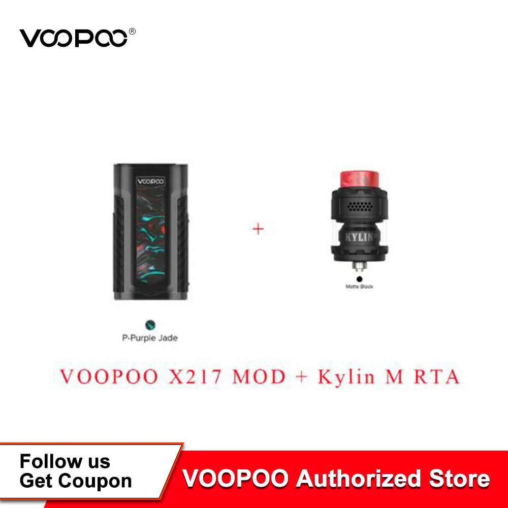 

Original VOOPOO X217 TC Box Mod 217W Electronic Cigarette Vape GENE.FAN Chip TFT IPS HD Screen Fit Kylin M RTA