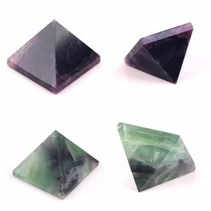 2017 натуральный кристалл Пирамида зеленый фиолетовый Радуга Флюорит точка chlorophane Пирамида кулон 40 мм * 40 мм Оптовая Чакра Исцеление - изображение