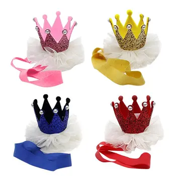 Baby Girls Kids Headwear Shiny Crown Barrettes Toddler Birthday Party Elastic Pearl Headband Hair Accessories 2