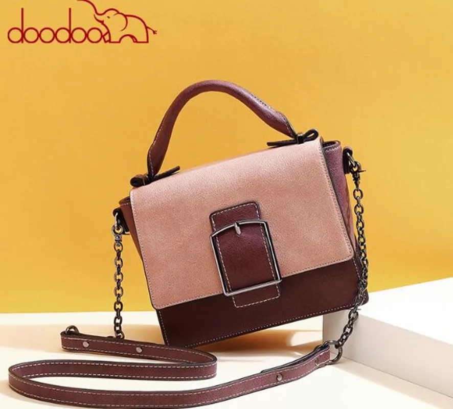 

DOODOO Brand Vintage Women Handbag High Quality PU Leather Bag Chain Retro Crossbody Messenger Bags for Women bolsos FR628